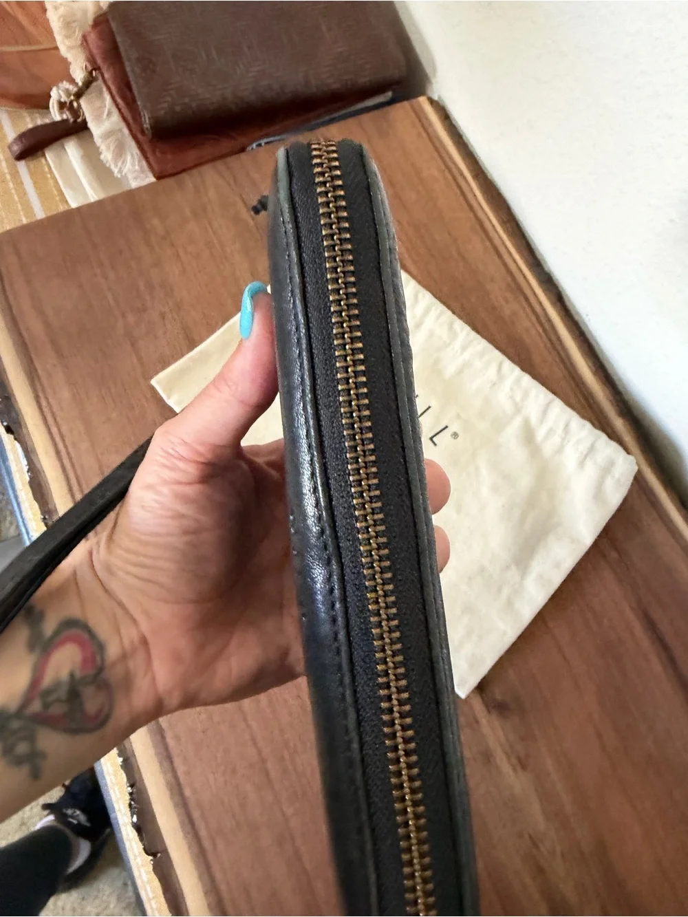 Will Leather Goods Black Zip Wristlet Wallet